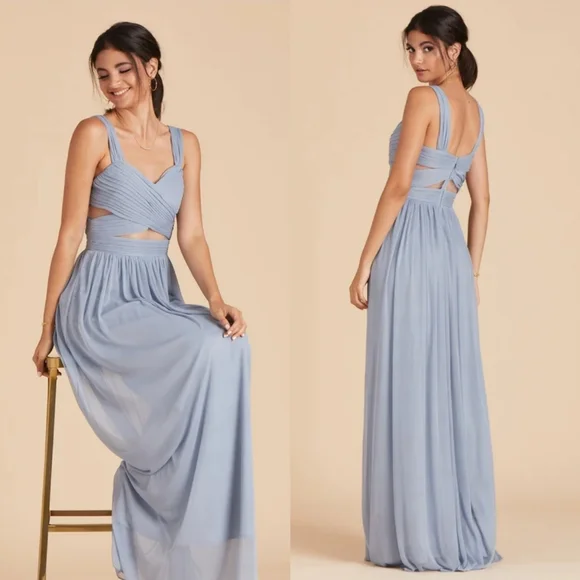 Birdy Grey Blue Mesh Elsye Bridesmaid Gown - Picture 2 of 12